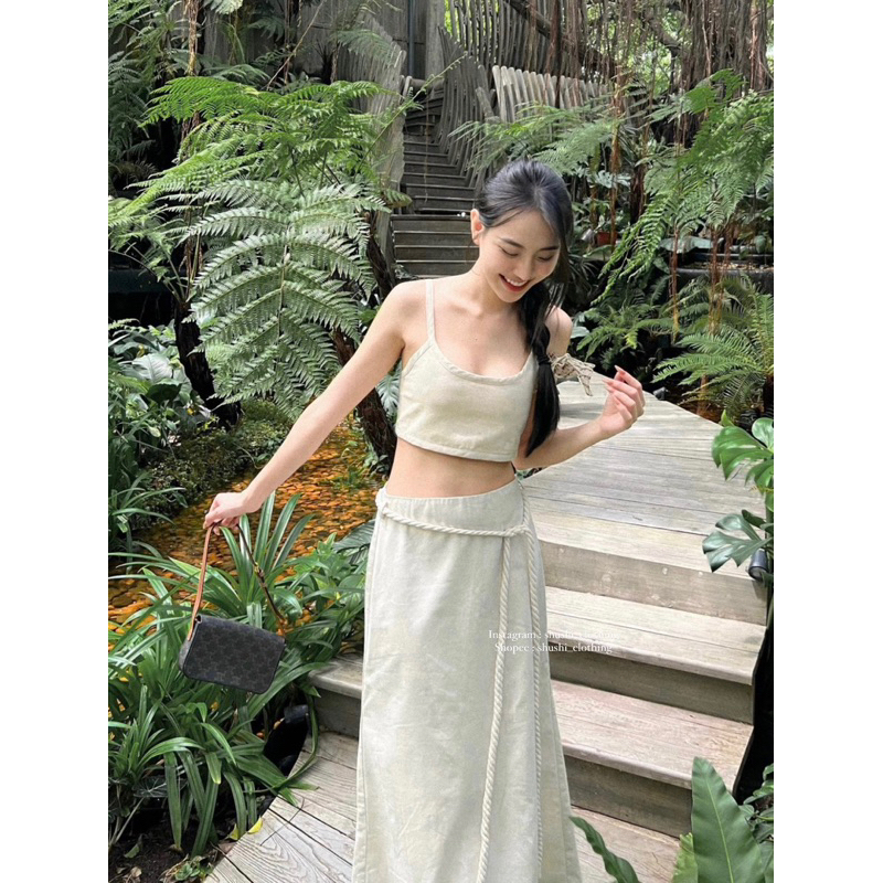 𝐀𝐛𝐫𝐚 - Áo Và Chân Váy Linen