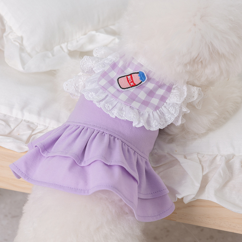 Váy đầm yếm ren bình sữa cho chó mèo