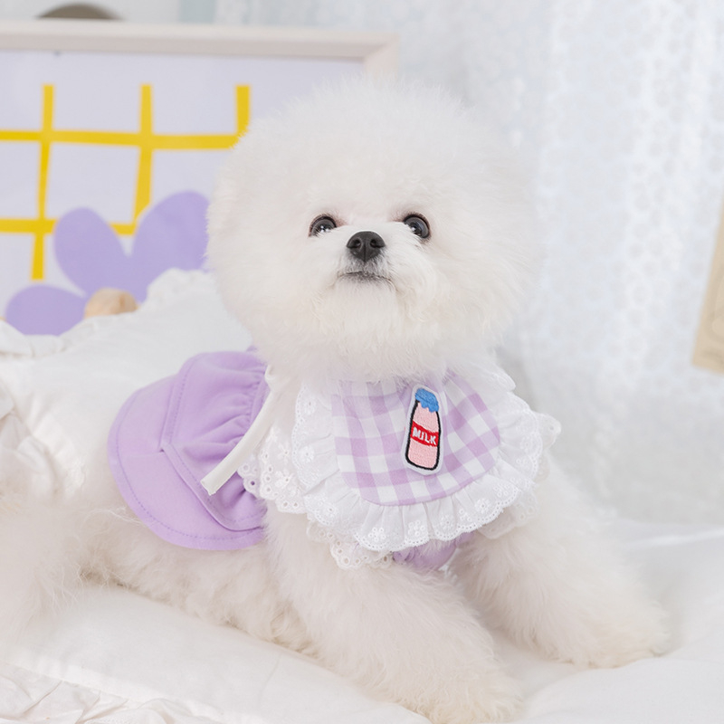 Váy đầm yếm ren bình sữa cho chó mèo