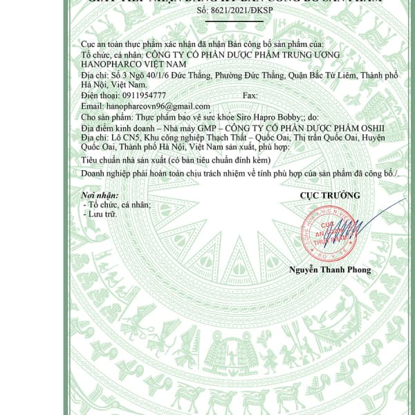 Siro ho cho bé(hộp 20 gói*10ml) HAPRO BOBBY, chiết xuất xuyên tâm liên, hoa cúc tím, tiêu đờm, bổ phế