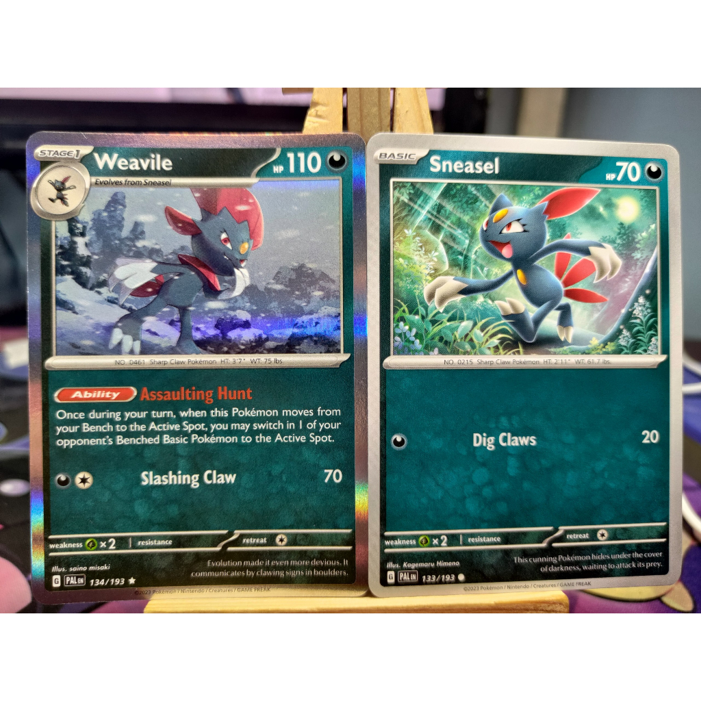 Combo 2 Thẻ Pokemon 2 Cấp tiến hóa của Weavile – 1 Holo và 1 Non-Holo - PALEN