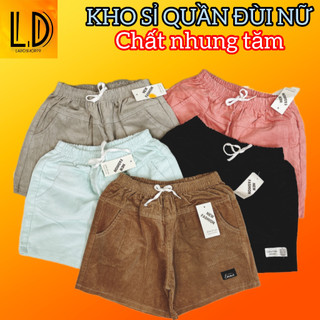 Quần short  nữ kaki nhung tăm lưng thun phom rộng thoải mái loại 1