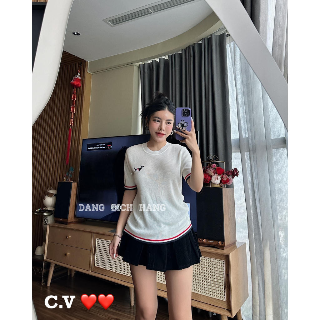 Áo thun len thêu hình con chó hàng QCL1