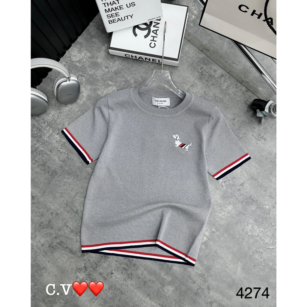 Áo thun len thêu hình con chó hàng QCL1