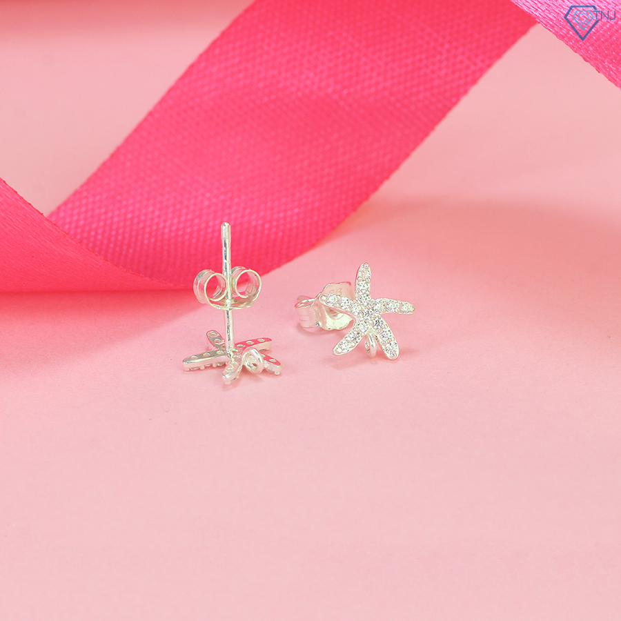 Khuyên tai bạc 925 nữ đính đá cao cấp TNJ JEWELRY, bông tai bạc hình sao biển cá tính BTN0235 - Trang Sức TNJ