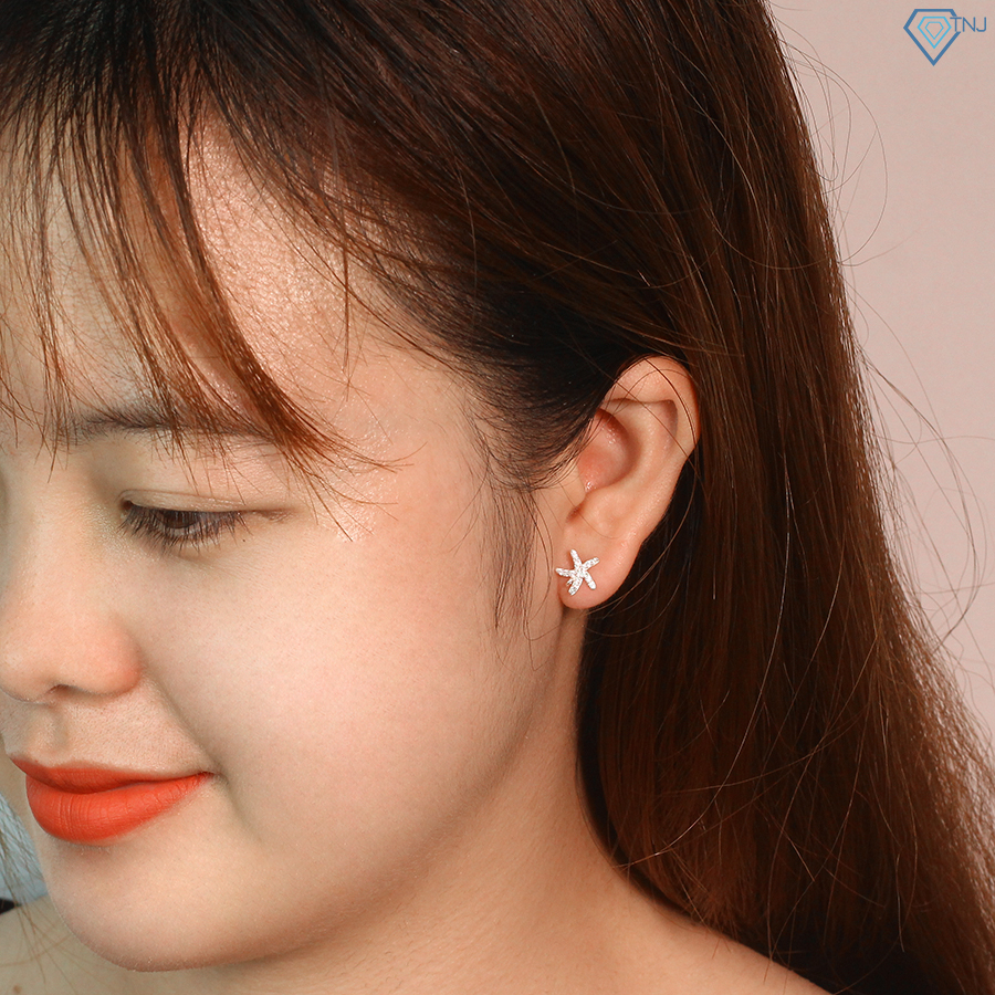 Khuyên tai bạc 925 nữ đính đá cao cấp TNJ JEWELRY, bông tai bạc hình sao biển cá tính BTN0235 - Trang Sức TNJ