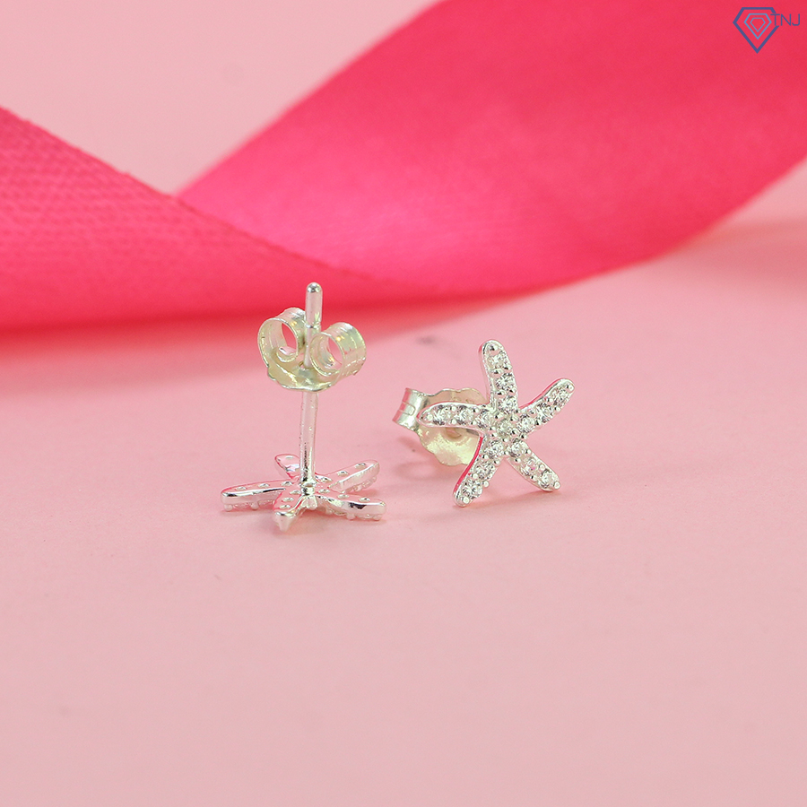 Khuyên tai bạc 925 nữ đính đá cao cấp TNJ JEWELRY, bông tai bạc hình sao biển cá tính BTN0235 - Trang Sức TNJ