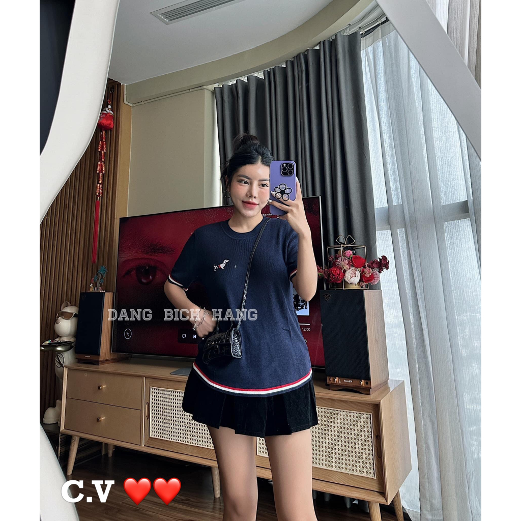 Áo thun len thêu hình con chó hàng QCL1