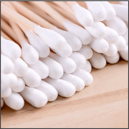 Tăm bông ngoáy tai,100 bông ráy tai thân gỗ khử trùng 2 đầu thân thiện với môi trường