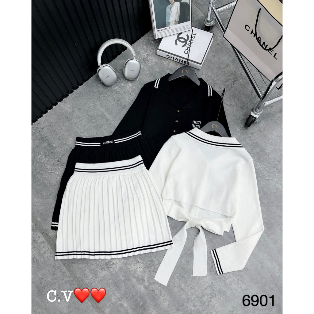 Set crotop buộc lưng chân váy tennis hàng QCL1