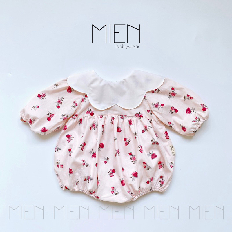 (R42) Bodysuit cổ cánh hoa kèm băng đô MIEN cho bé gái