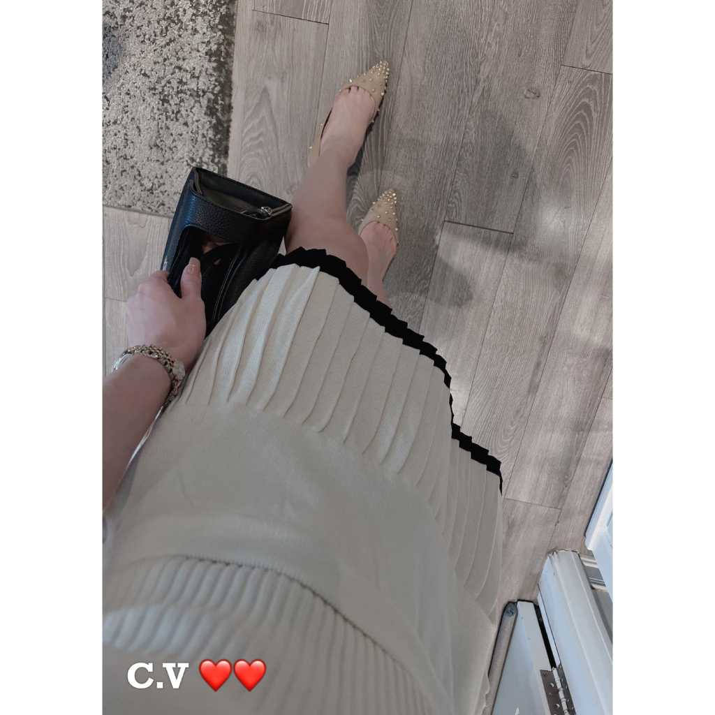 Set áo cổ cao chân váy tennis kèm đai hàng QCL1