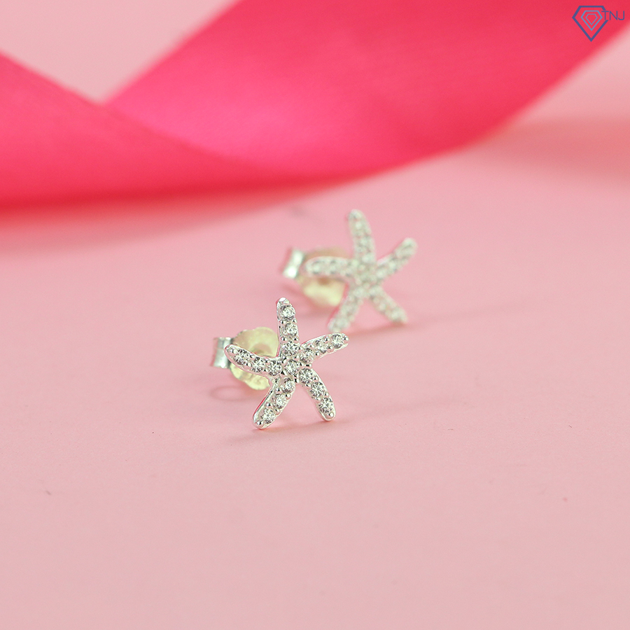 Khuyên tai bạc 925 nữ đính đá cao cấp TNJ JEWELRY, bông tai bạc hình sao biển cá tính BTN0235 - Trang Sức TNJ