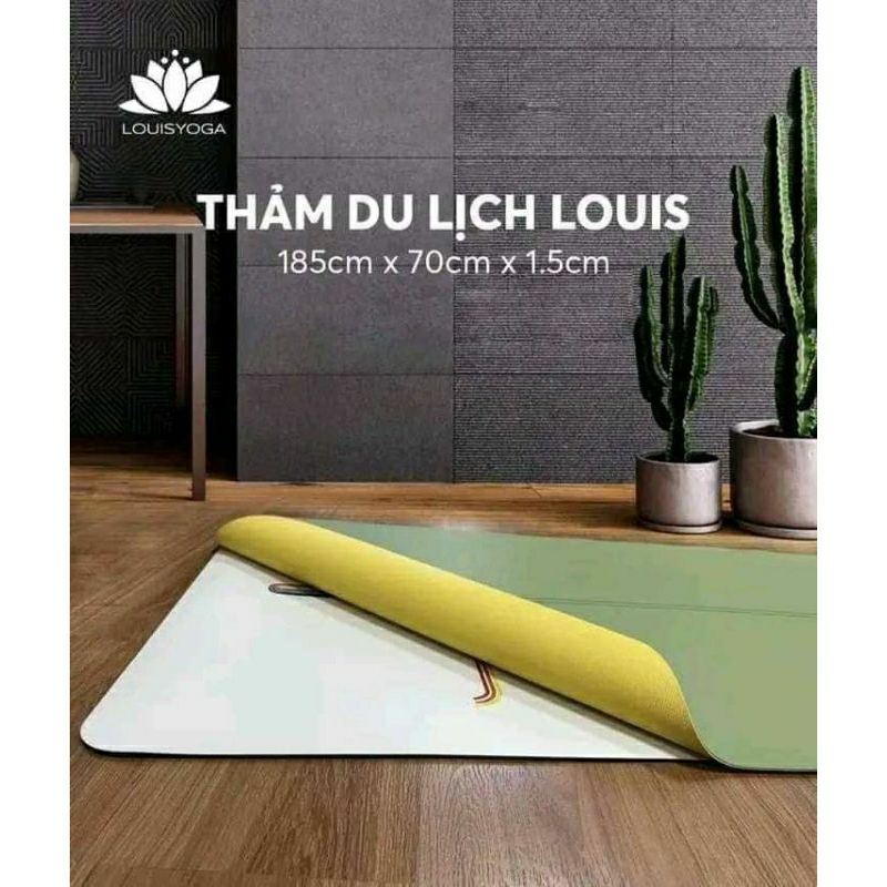 Thảm yoga du lịch louis yoga, khăn trải thảm 2 trong 1 cao cấp chống trơn trượt tặng kèm túi