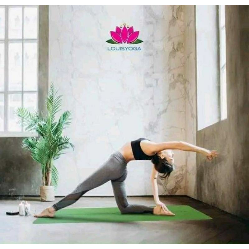 Thảm yoga du lịch louis yoga, khăn trải thảm 2 trong 1 cao cấp chống trơn trượt tặng kèm túi