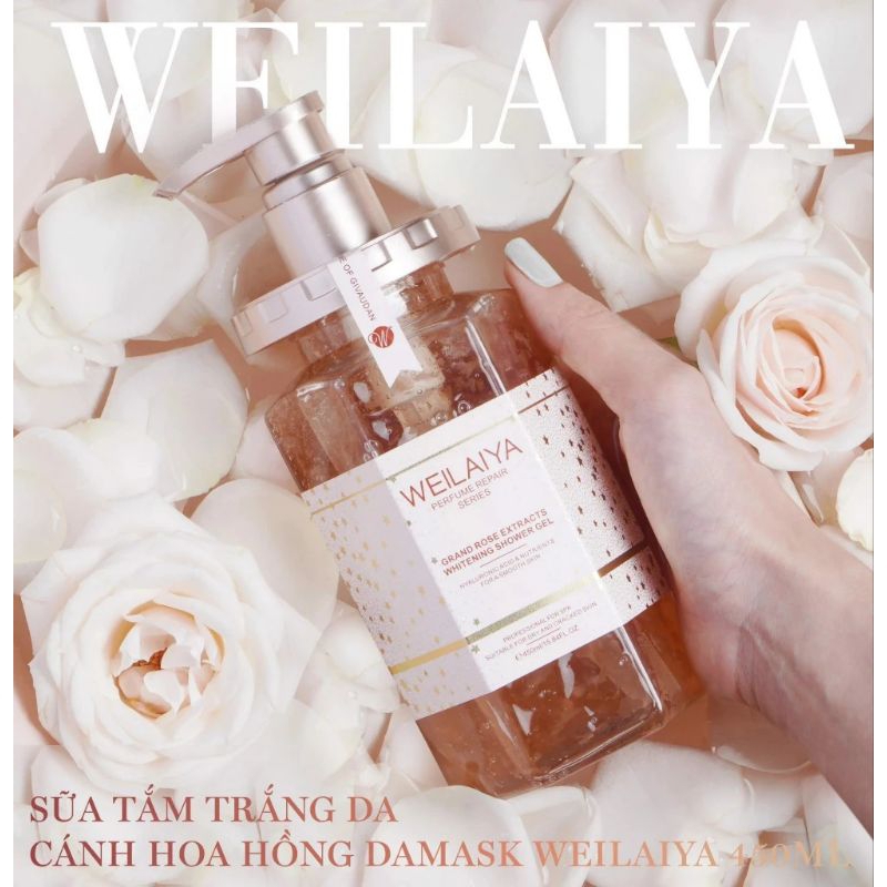 Sữa tắm Weilaiya chính hãng cánh hoa hồng Damask 450ml chính hãng