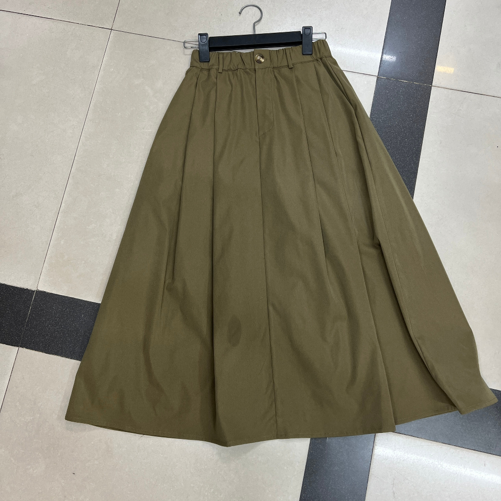 Chân váy thô xòe xếp ly dáng dài