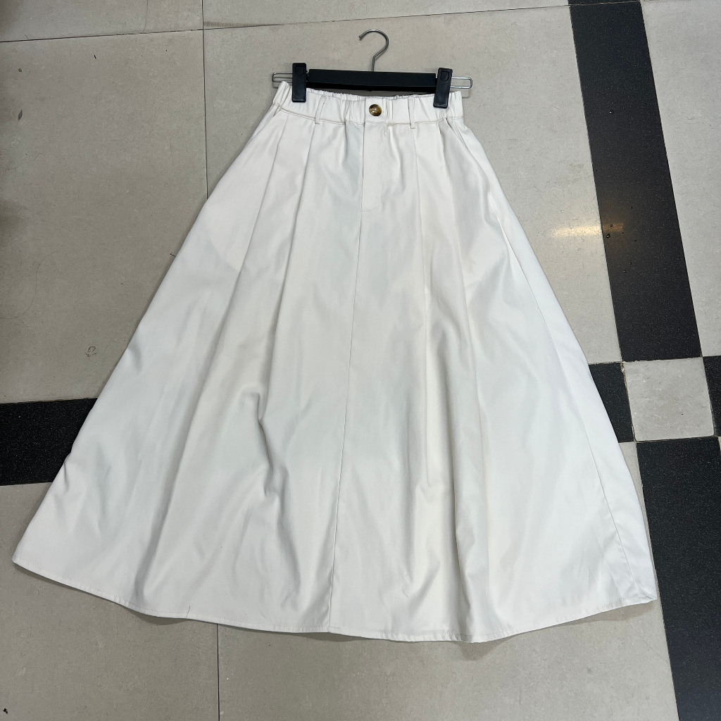 Chân váy thô xòe xếp ly dáng dài
