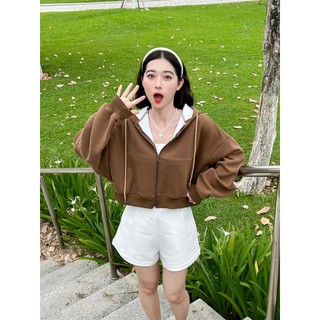 Áo khoác nỉ hai da croptop Ảnh thật/Sẵn