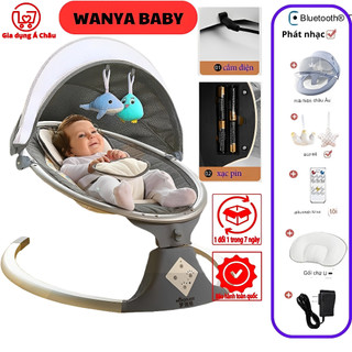Nôi điện cho bé Wanya đu đưa tự động, kết nối điện thoại phát nhạc ru ngủ