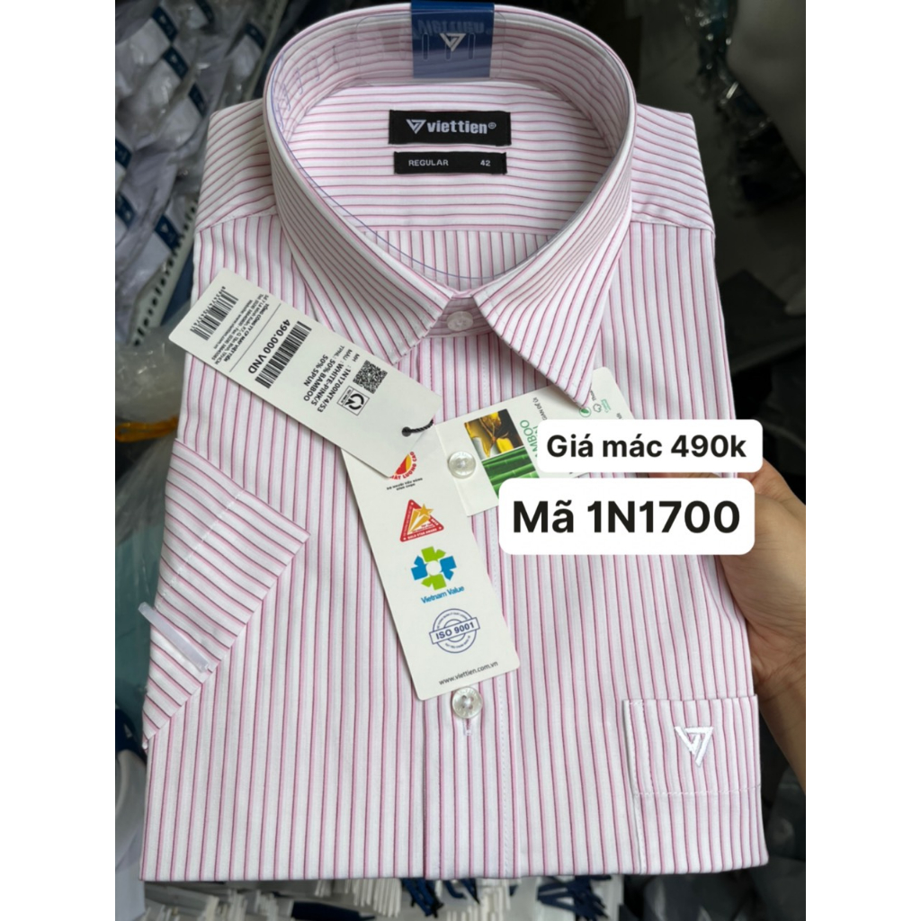 Áo sơ mi việt tiến ngắn tay giá 490k giảm còn 290k Form regular
