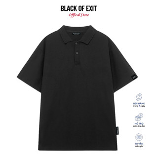 Áo POLO trơn màu form rộng Unisex BLACK OF EXIT Basic phông tay lỡ nam nữ Local Brand