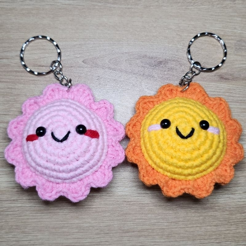 Móc khóa Trái đất & Mặt trời móc len