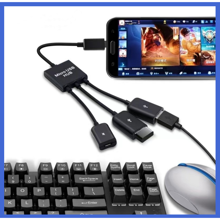 MICRO USB HUB FONKEN 3 Cổng Type-C/V8 USB Adapter Micro USBOTG Cáp Dành Cho Samsung Oppo ViVo Xiaomi