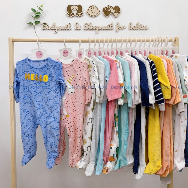 Sleepsuit nỉ, chần bông mẫu mới 2024 hàng xuất dư các hãng cho bé
