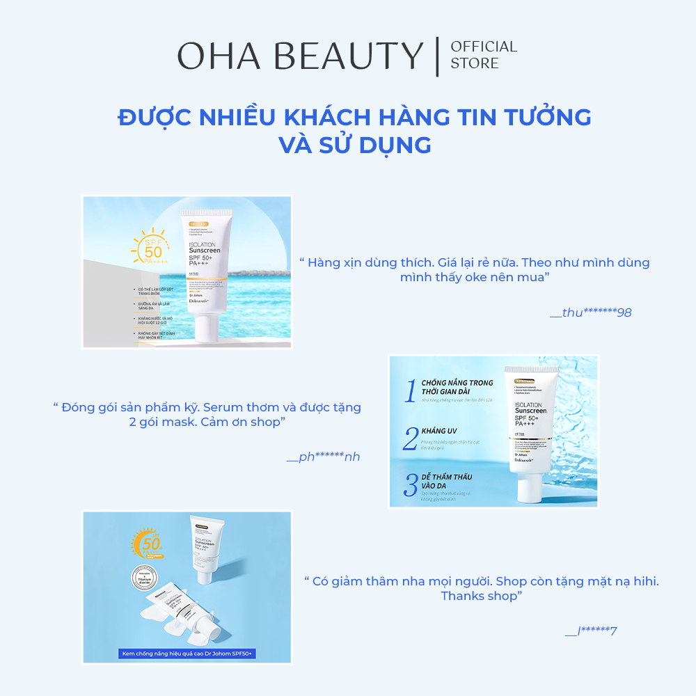 Kem chống nắng vật lý  Dr Johom 50+ PA+++