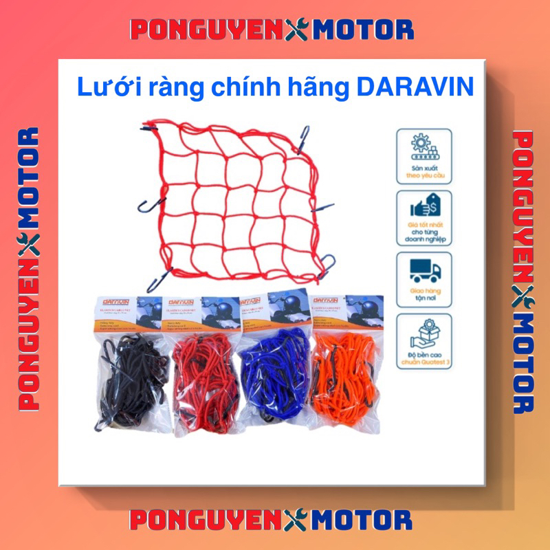 Lưới thun, phản quang ràng buột đồ cho xe máy Daravin