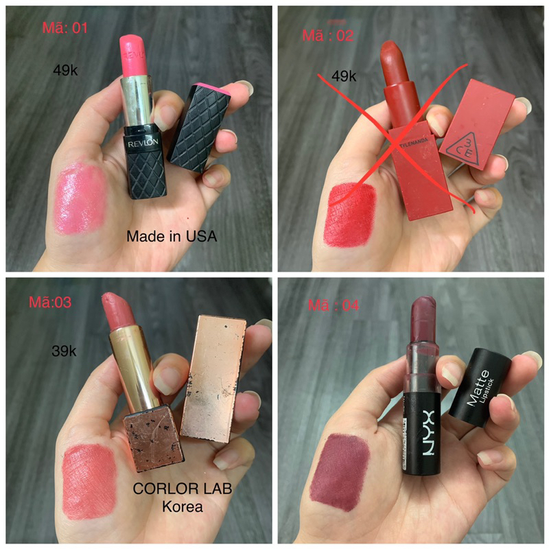 Son Tester/2hand Các Hãng Đủ Màu mã 01-04