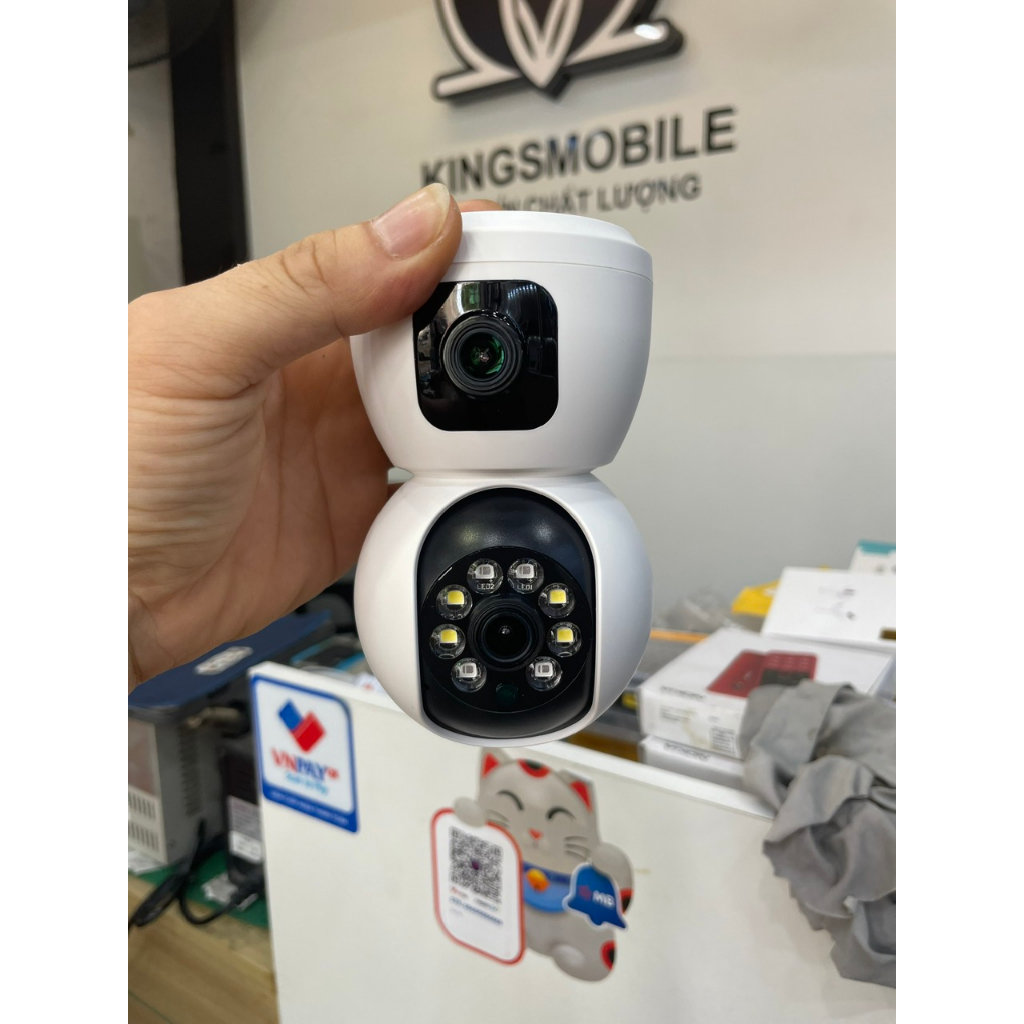 Camera Quay Quét Trong Nhà 2 Mắt Cam Xem 2 Góc Khác Nhau Trên Cùng 1 Màn Hình 5.0MP - KMB