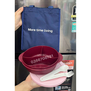 TUPPERWAREHOUSE MALL - HỘP CƠM CHIA NGĂN CRYTALWAVE LUNCH SET XANH - ĐỎ