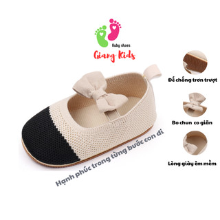 Giày bé gái nơ xinh, giày cho bé gái tập đi đế mềm chống trơn trượt form nhỏ-Giangkids