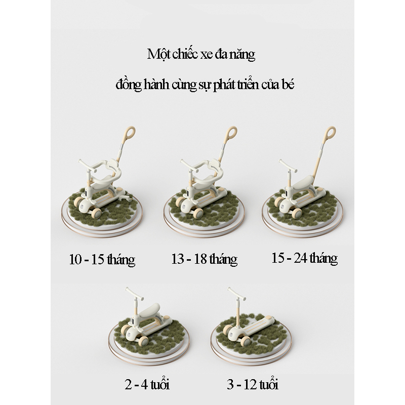 Xe scooter  chòi chân cho bé cỡ lớn, có thể điều chỉnh hướng, có ô che nắng