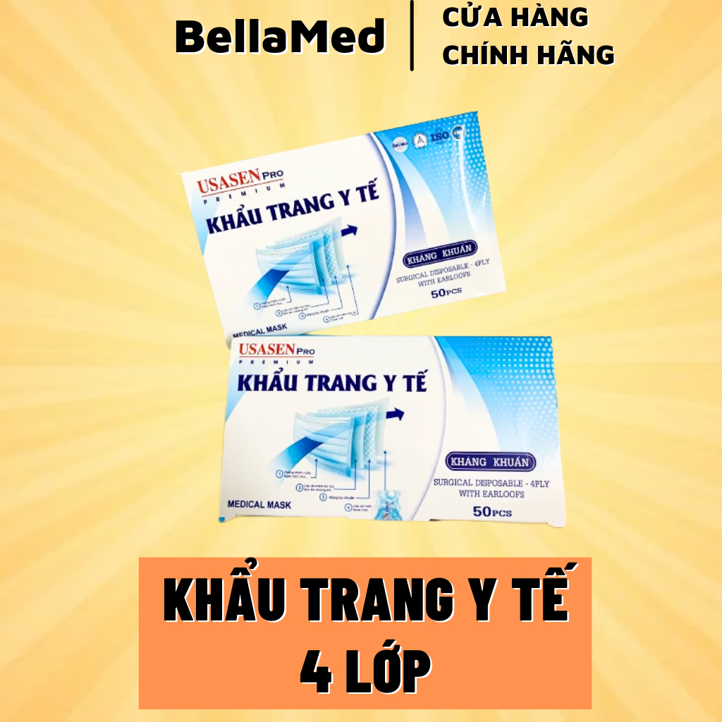 Khẩu trang y tế 4 lớp USASEN  hàng tốt không có mùi hôi - 1 Thùng 50 hộp