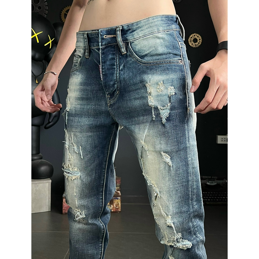 Quần jean nam dài kiểu nút mẫu rách nhiều chất denim co giãn nhẹ chi tiết như hình J2848 K3 STORE