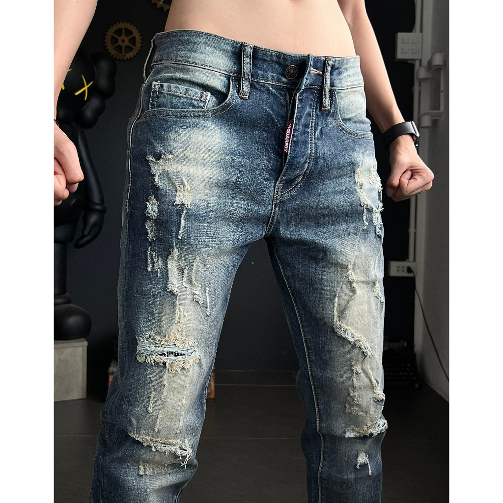 Quần jean nam dài kiểu nút mẫu rách nhiều chất denim co giãn nhẹ chi tiết như hình J2848 K3 STORE