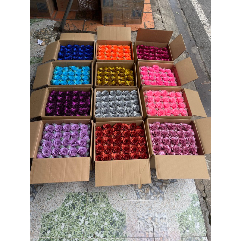 sỉ thùng hoa nhũ kim tuyến 200 bông