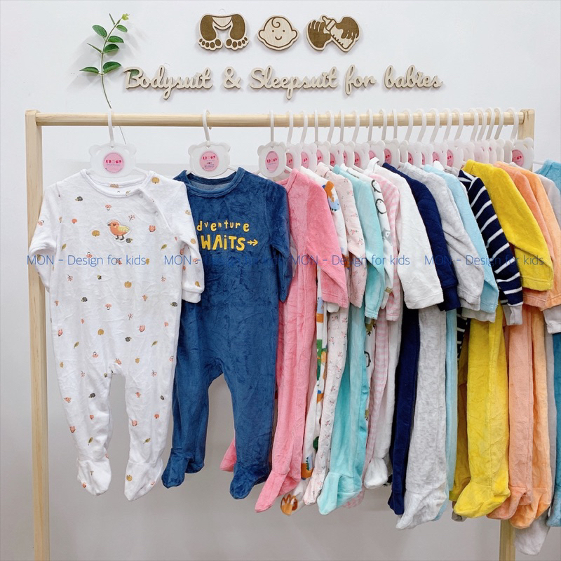 Sleepsuit nỉ, chần bông mẫu mới 2024 hàng xuất dư các hãng cho bé