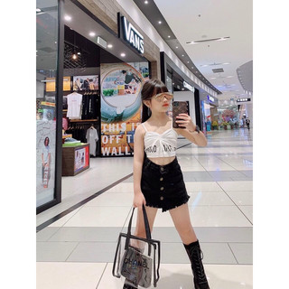 Áo thun 2 dây croptop trắng cho bé gái