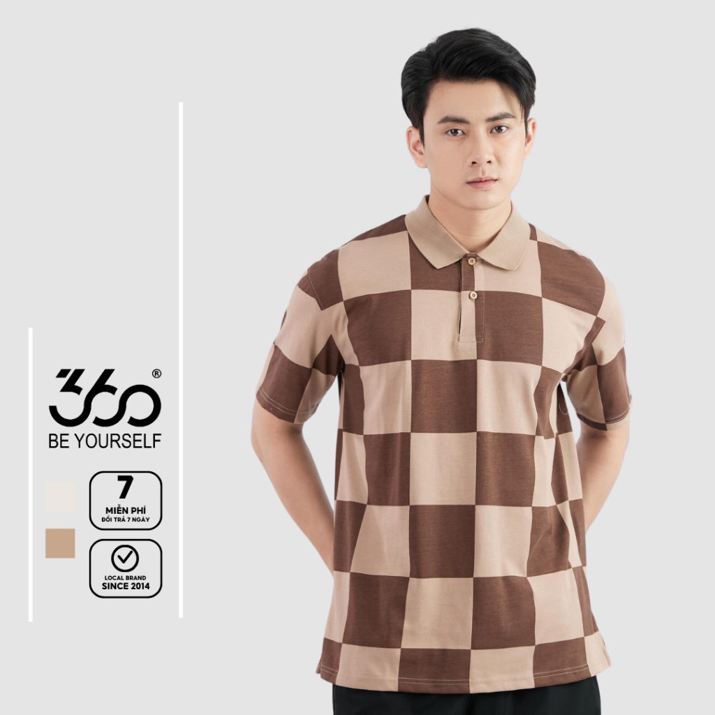 Áo polo nam form rộng phối màu độc đáo thương hiệu 360 Boutique chất liệu cotton cao cấp - POHTK437