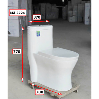 Bồn cầu liền khối 1 khối 2224 xả xoáy 2 lớp kết hợp xả đẩy nước mạnh men nano cao cấp