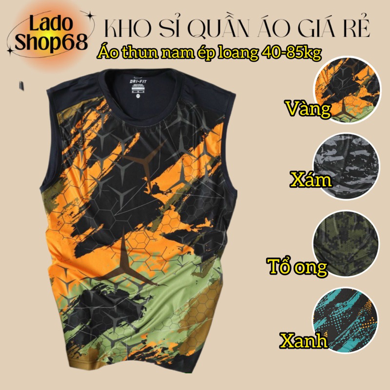 Áo thun nam 3 lỗ Tanktop sát nách thể thao chất vải thun lạnh mềm mịn tập gym cao cấp,Áo ba lỗ nam họa tiết woat loang