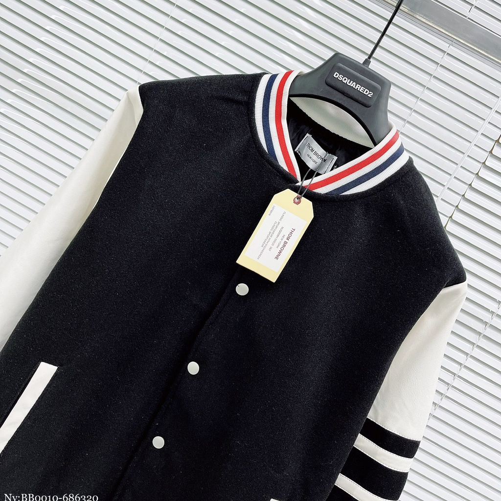 Áo Khoác Bomber Thome Tay Da Viền Sọc Nam Nữ - Fom Dáng Unisex Cực Hot Mùa Đông 2023 | BigBuy360 - bigbuy360.vn