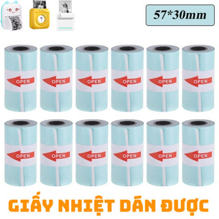 Giấy in nhiệt có KEO TỰ DÁN K57x30 K58x30 K52x30 decal nhiệt dành cho máy in cầm tay mini con mèo giấy in đơn hàng in rõ