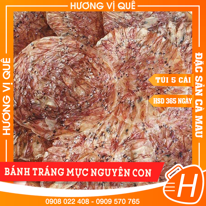 Bánh Tráng Mực Nguyên Con Cà Mau - Túi 5 Cái - Đặc Sản Cà Mau