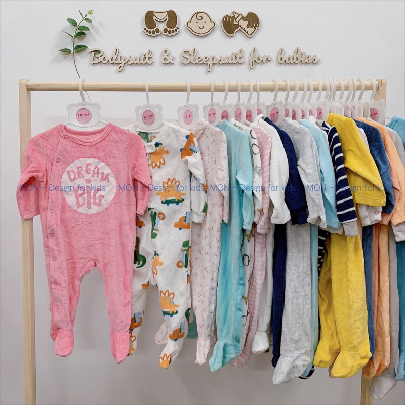 Sleepsuit nỉ, chần bông mẫu mới 2023 hàng xuất dư các hãng cho bé