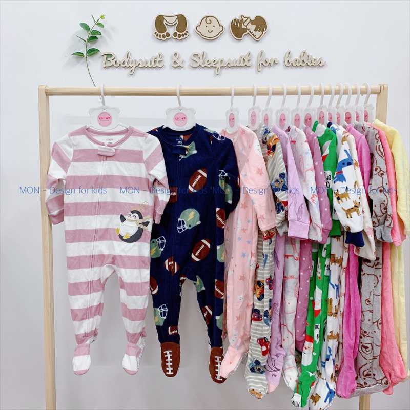 Sleepsuit nỉ, chần bông mẫu mới 2023 hàng xuất dư các hãng cho bé